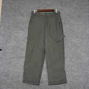 LL Bean Insulated Cargo Snow‎ Pants Womens 12 Gray Green Hiking Utility Outdoor